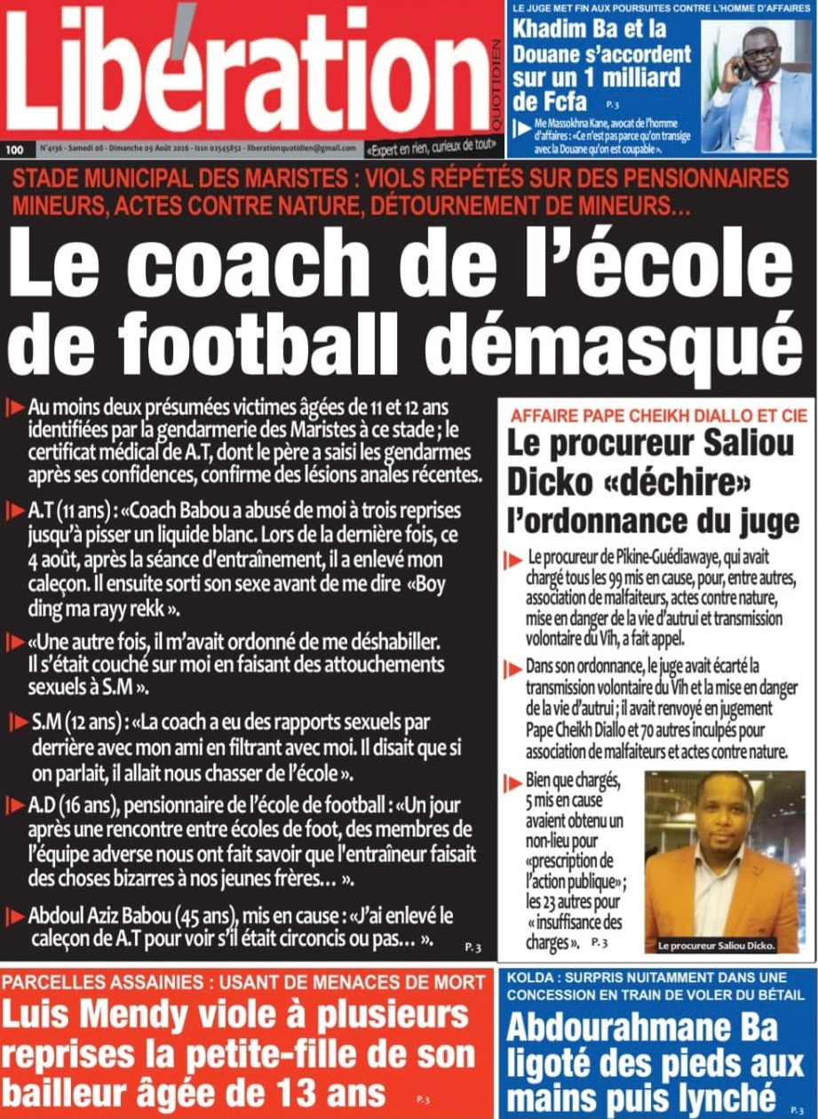 Découvrez les Unes des journaux sénégalais du samedi 08 août 2026
