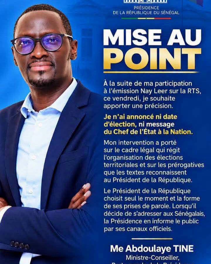 Abdoulaye Tine dément une annonce sur les locales, la vidéo RTS relance la polémique