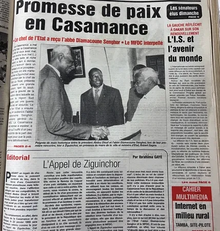 Ziguinchor : après 17 ans de conflit, la poignée de mains Diouf-Diamacoune, « promesse de paix »