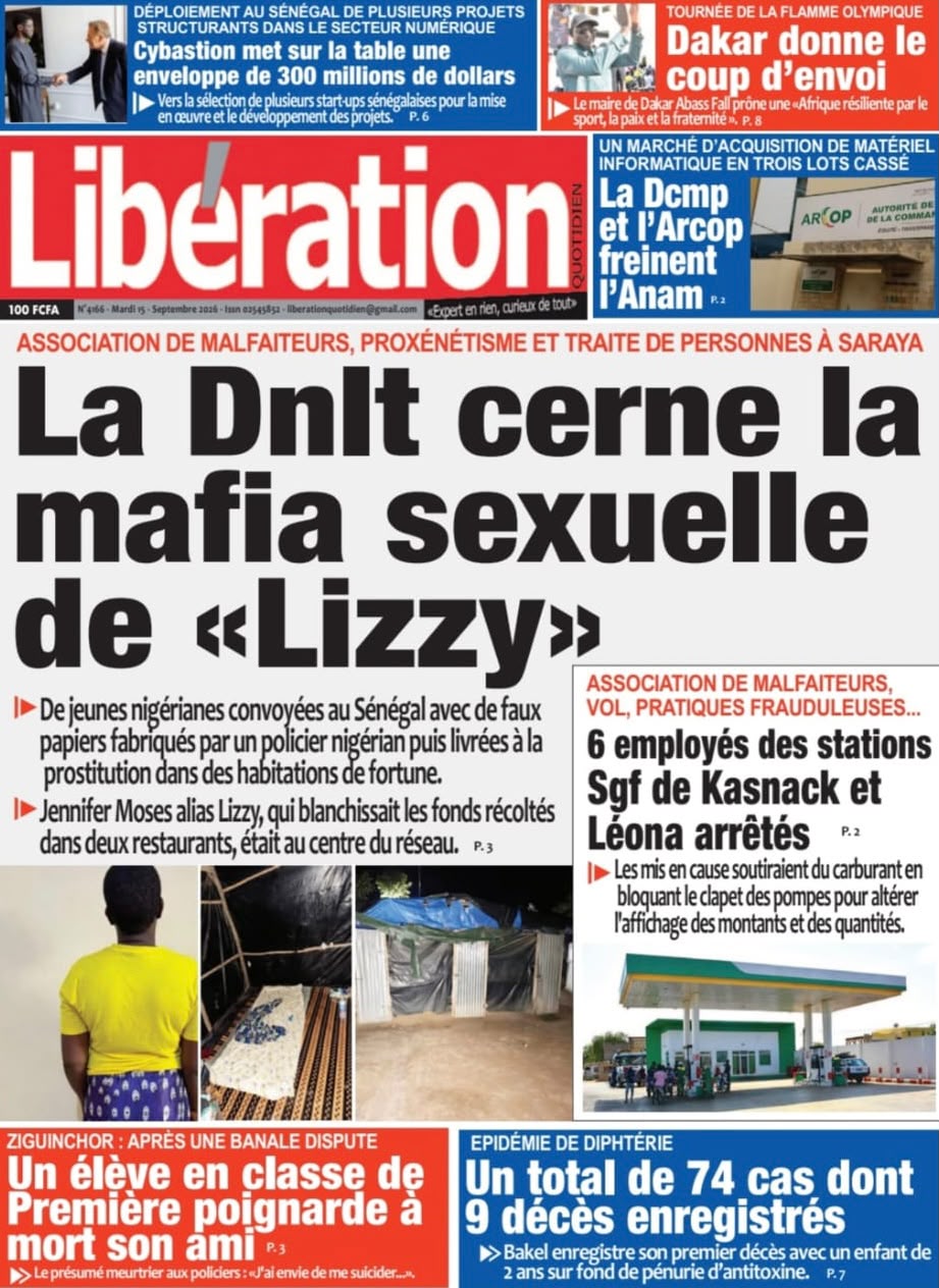 Découvrez les Unes des journaux sénégalais du mardi 15 septembre 2026