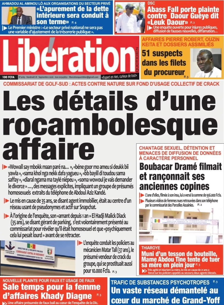 Découvrez les Unes des journaux sénégalais du vendredi 18 septembre 2026