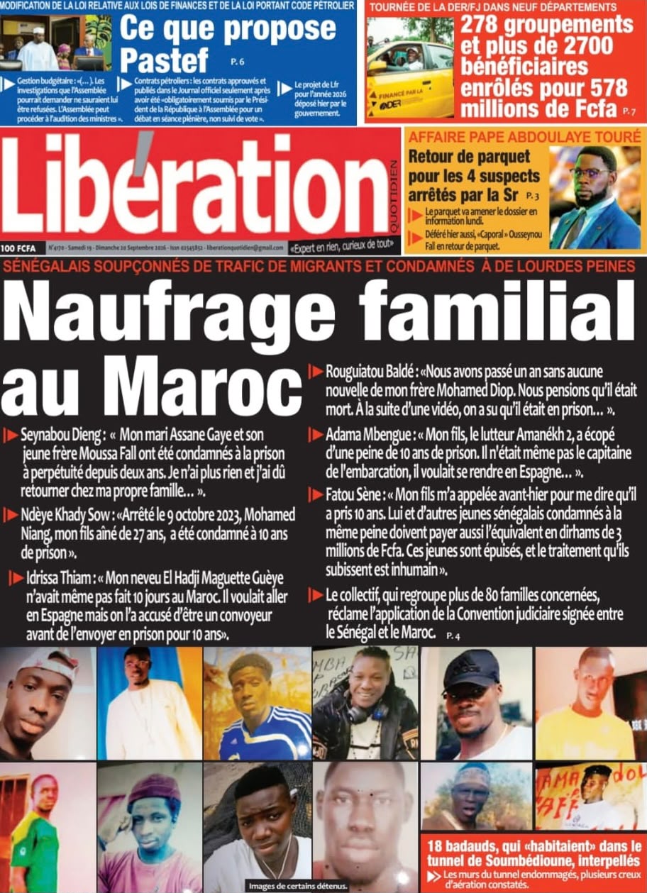 Découvrez les Unes des journaux sénégalais du samedi 19 septembre 2026