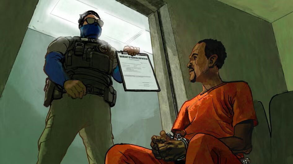 Illustration liée aux demandes d’asile aux États-Unis et à l’accord avec l’Ouganda.
