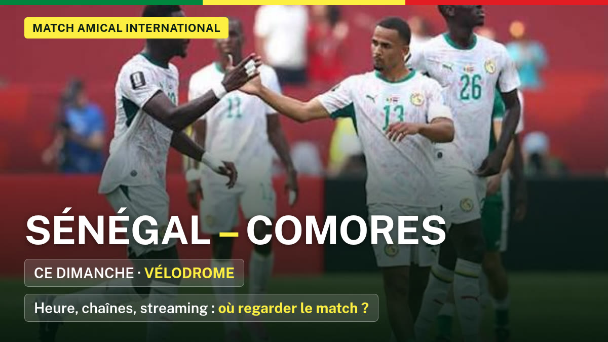 Les Lions du Sénégal se félicitent pendant un match, visuel du match amical Sénégal – Comores