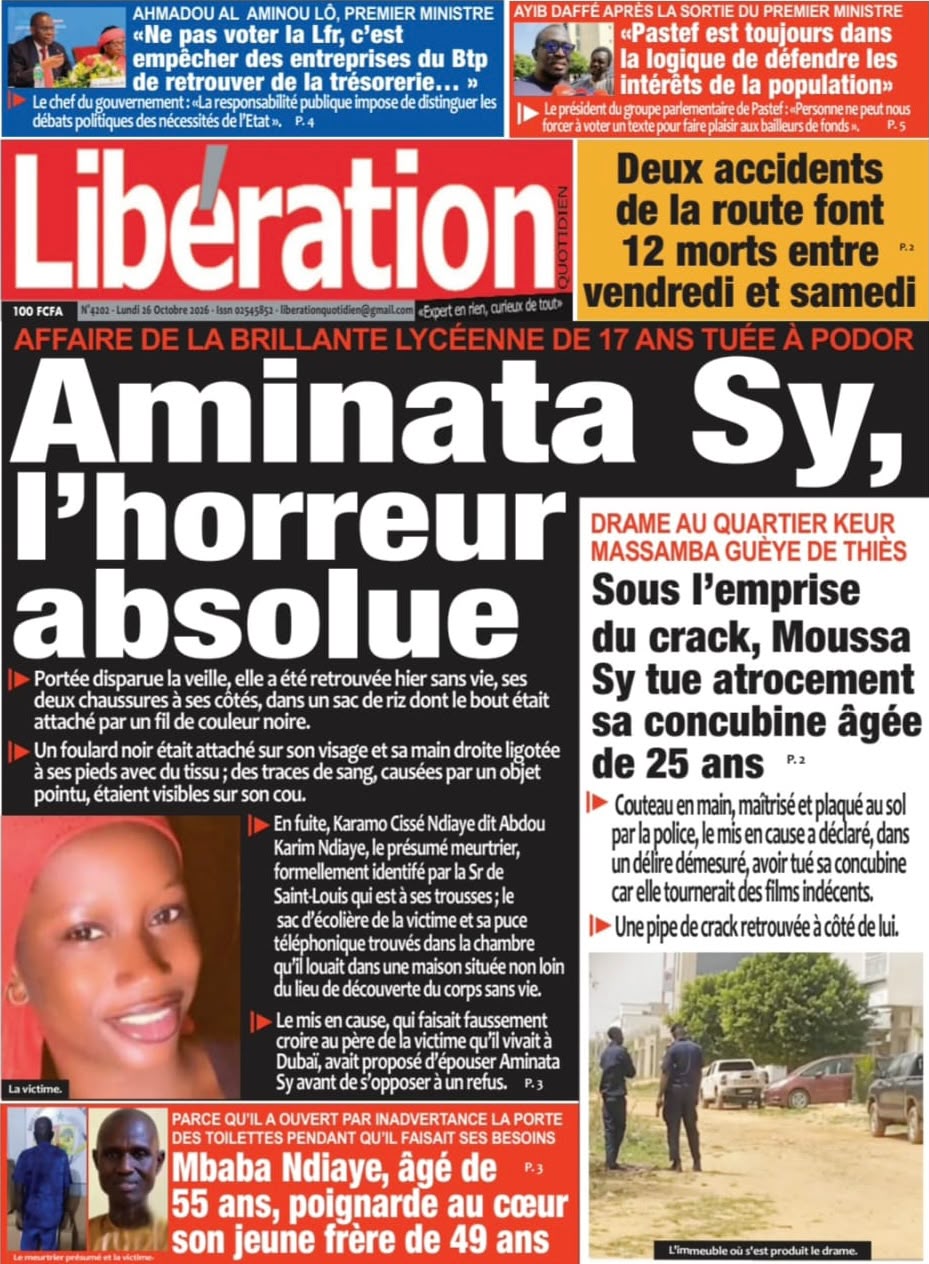 Découvrez les Unes des journaux sénégalais du lundi 26 octobre 2026