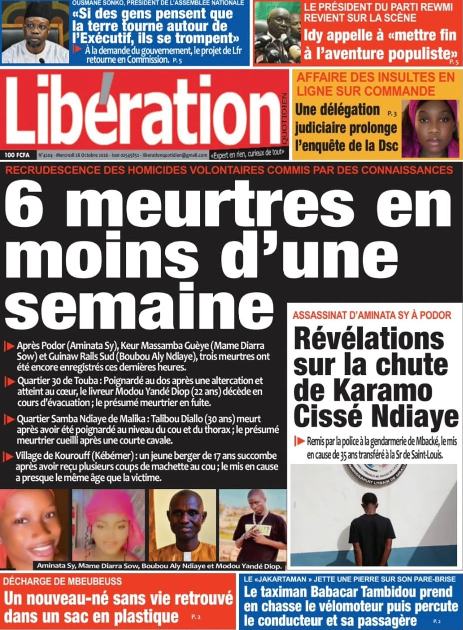 Découvrez les Unes des journaux sénégalais du mercredi 28 octobre 2026